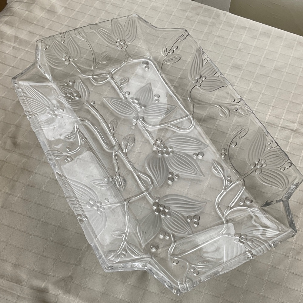 Clear Floral Glass Tray